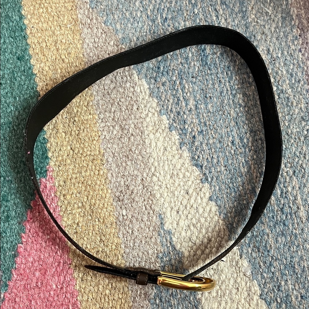 Versace Brown Leather Belt with Gold Buckle (Vintage) - Picture 3 of 9